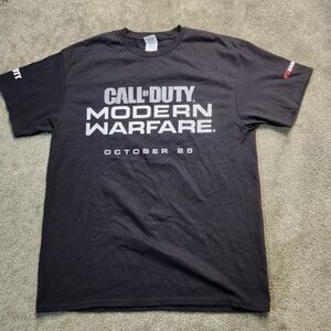 Call of Duty Modern Warfare T-Shirt Mens Size L Black Eb Games Promo Vintage